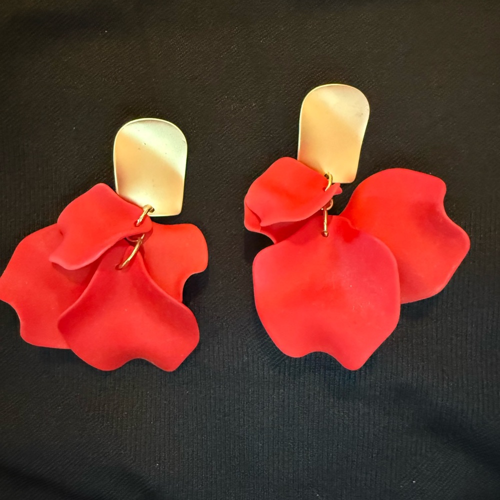 Red Floral Earrings
